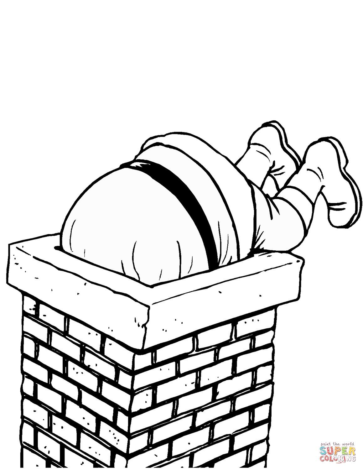 Santa diving into a chimney coloring page free printable coloring pages free printable coloring pages coloring pages free printable coloring