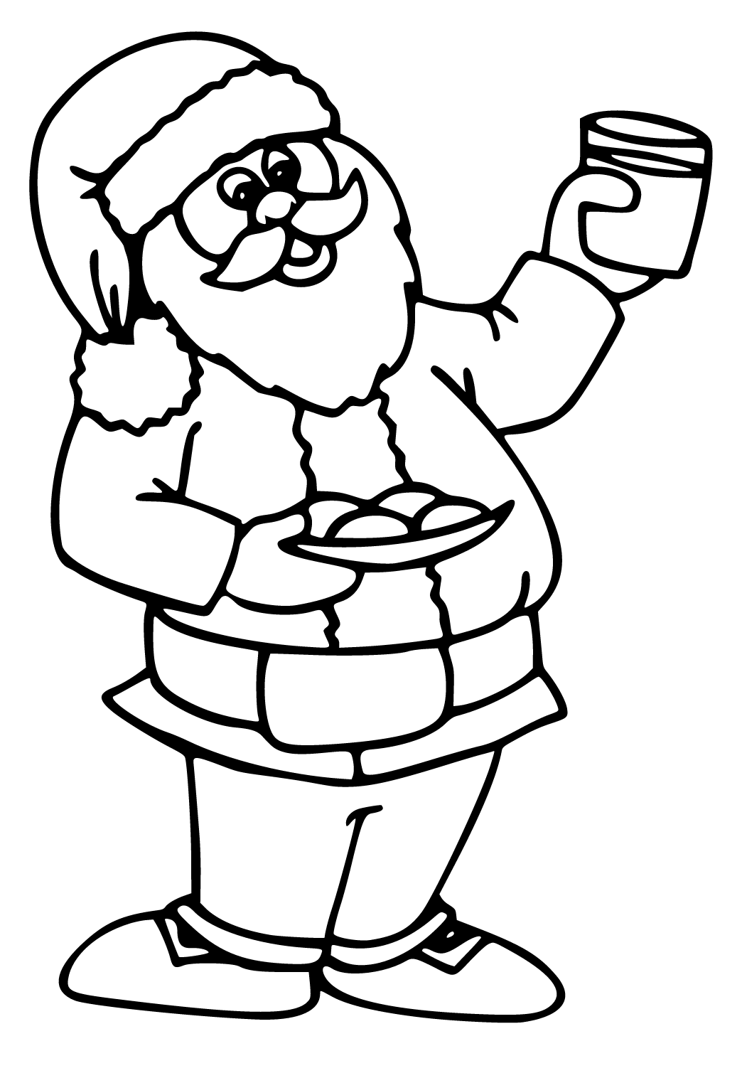 Free printable santa claus food coloring page for adults and kids
