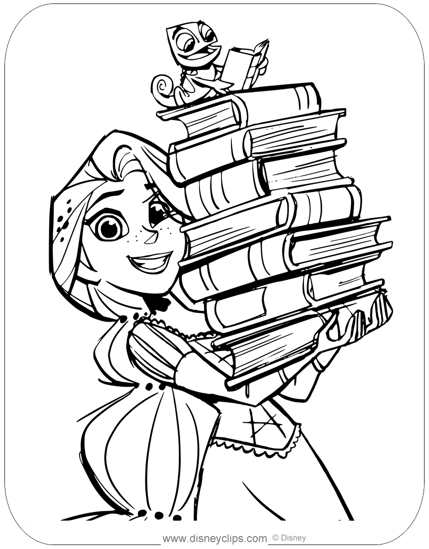 Coloring page of rapunzel and pascal with all their books disney rapunzel pascal tangled â tangled coloring pages rapunzel coloring pages coloring pages