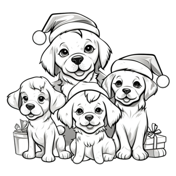 Christmas dog coloring page for preschool kids with garland vector christmas drawing school drawing dog drawing png and vector with transparent background for free download