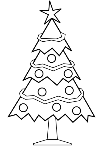Simple christmas tree coloring page free printable coloring pages