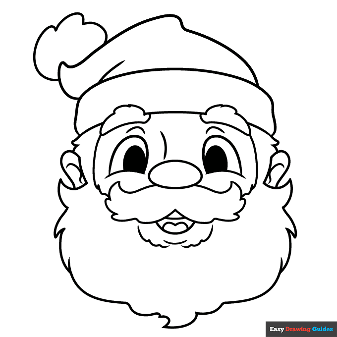 Santa claus face coloring page easy drawing guides