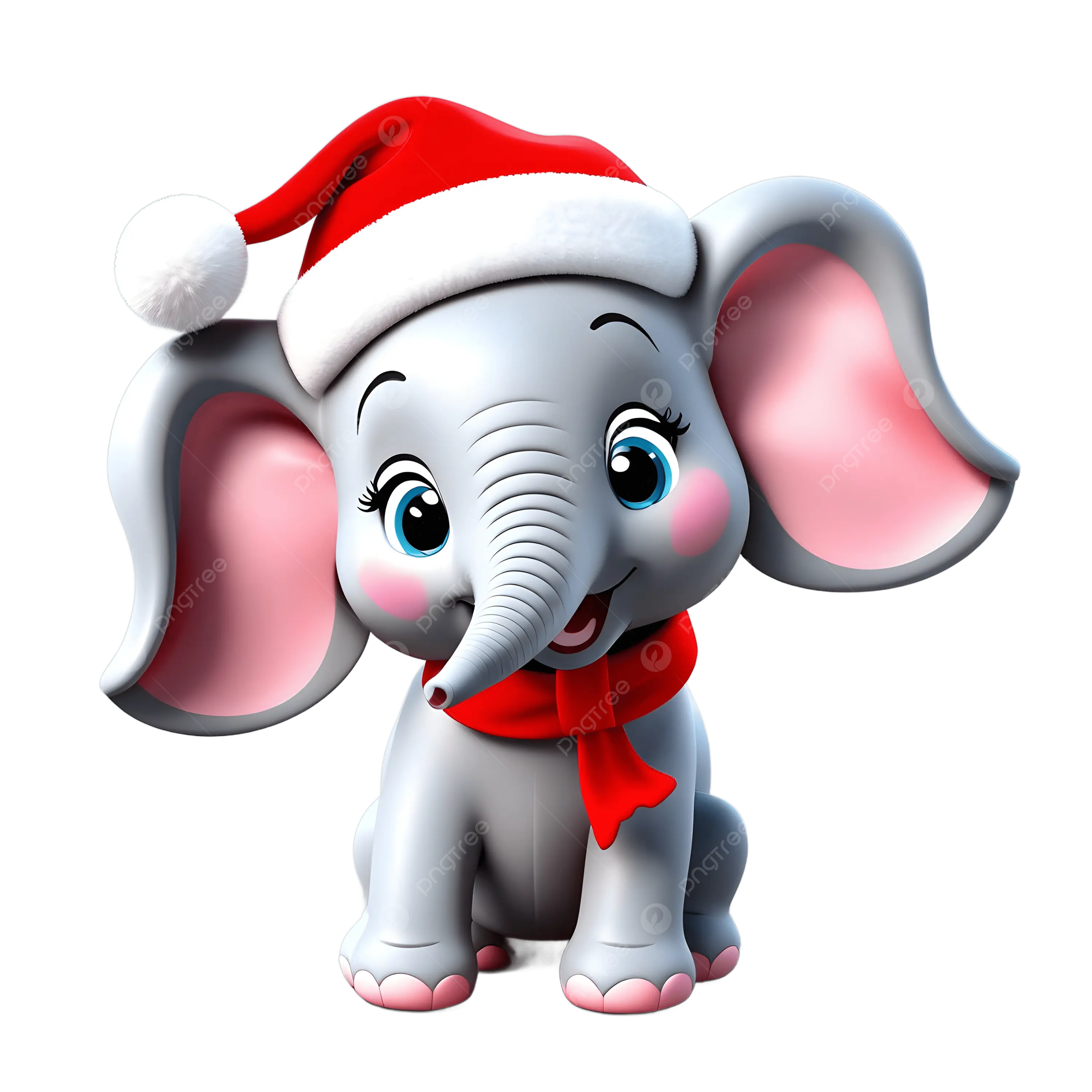 Cute elephant with christmas hat christmas hat christmas elephant png transparent image and clipart for free download