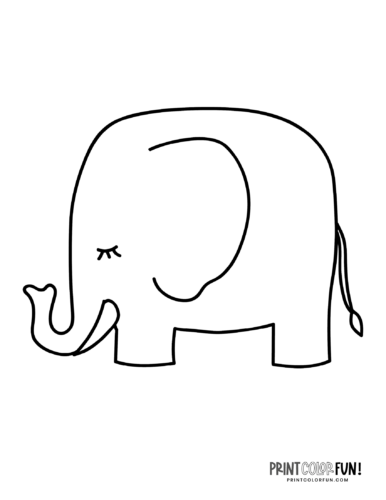 Cute cartoon elephant coloring pages to print at