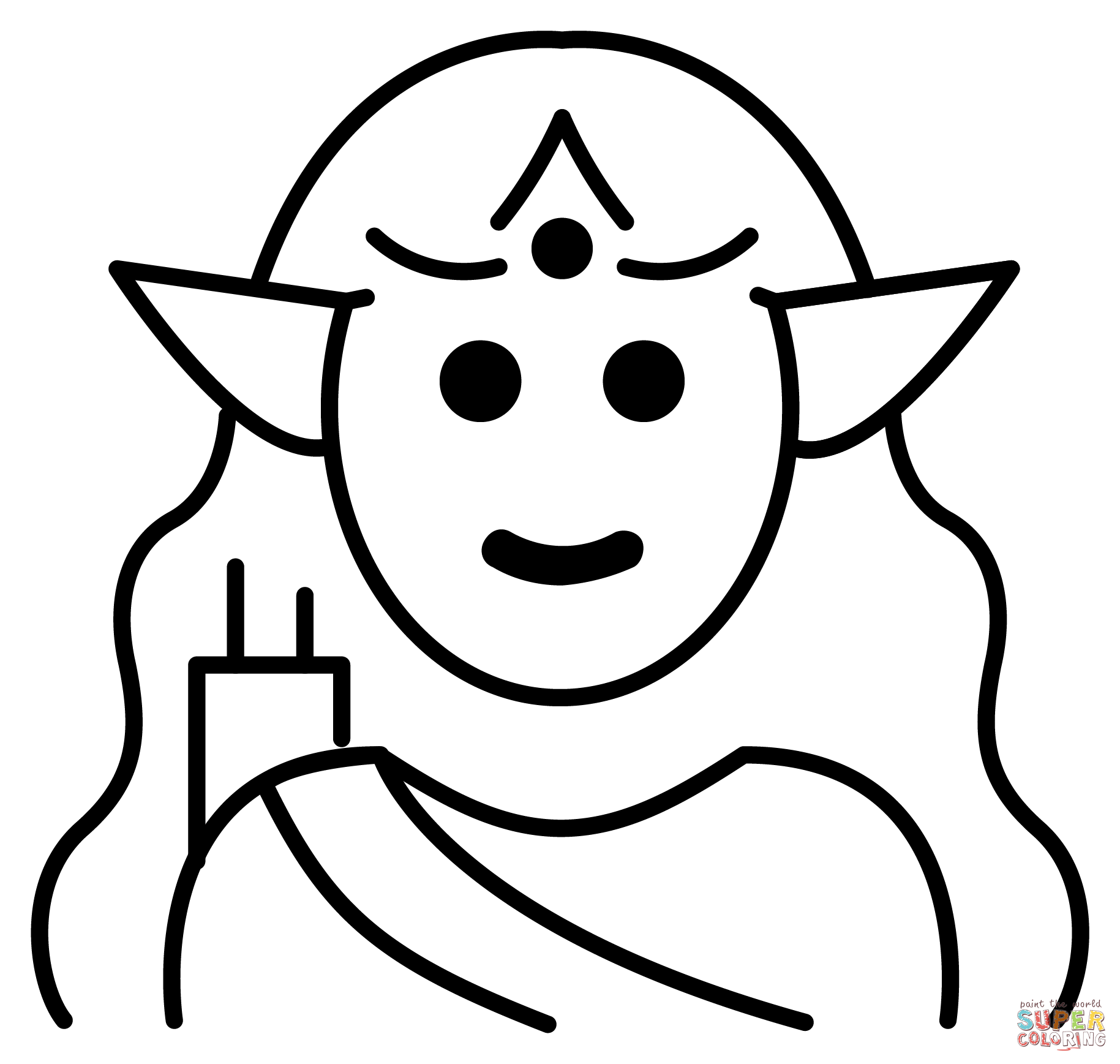 Woman elf emoji coloring page free printable coloring pages