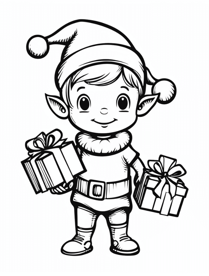 Christmas elf coloring pages hue therapy