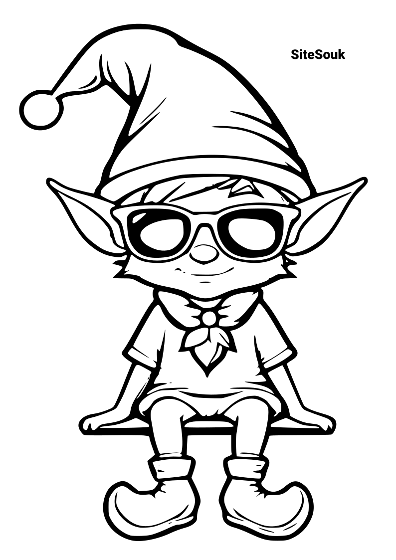 Free download of christmas elf coloring pages for kids