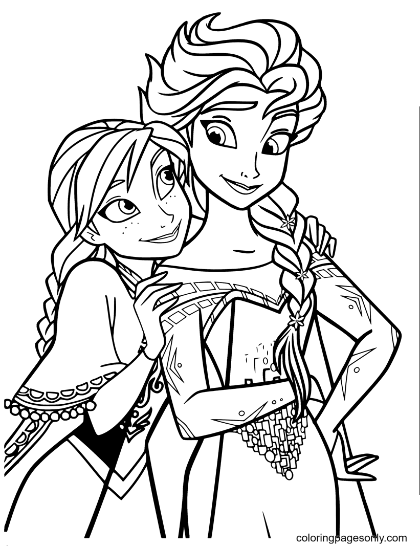 Elsa and anna coloring pages printable for free download