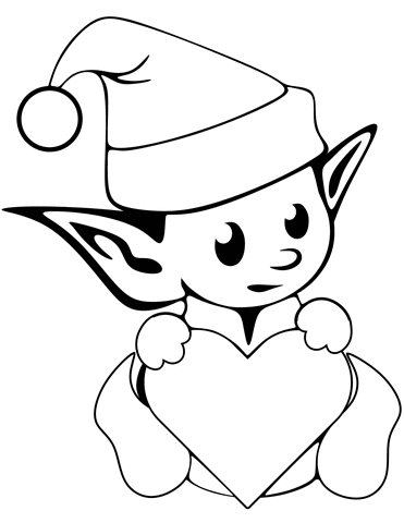 Festive christmas elf coloring page