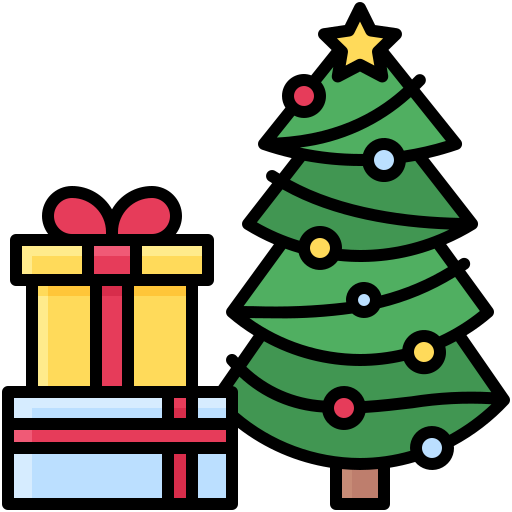 Christmas tree generic outline color icon