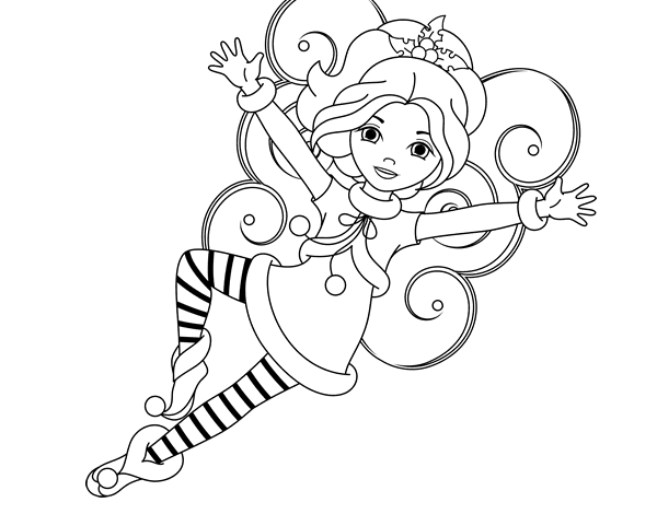 Christmas fairy leprechaun coloring page