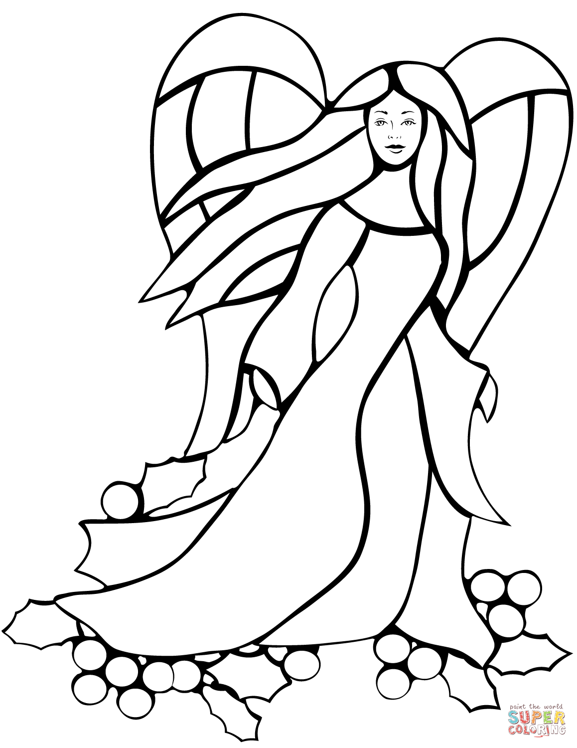 Angel stained glass coloring page free printable coloring pages