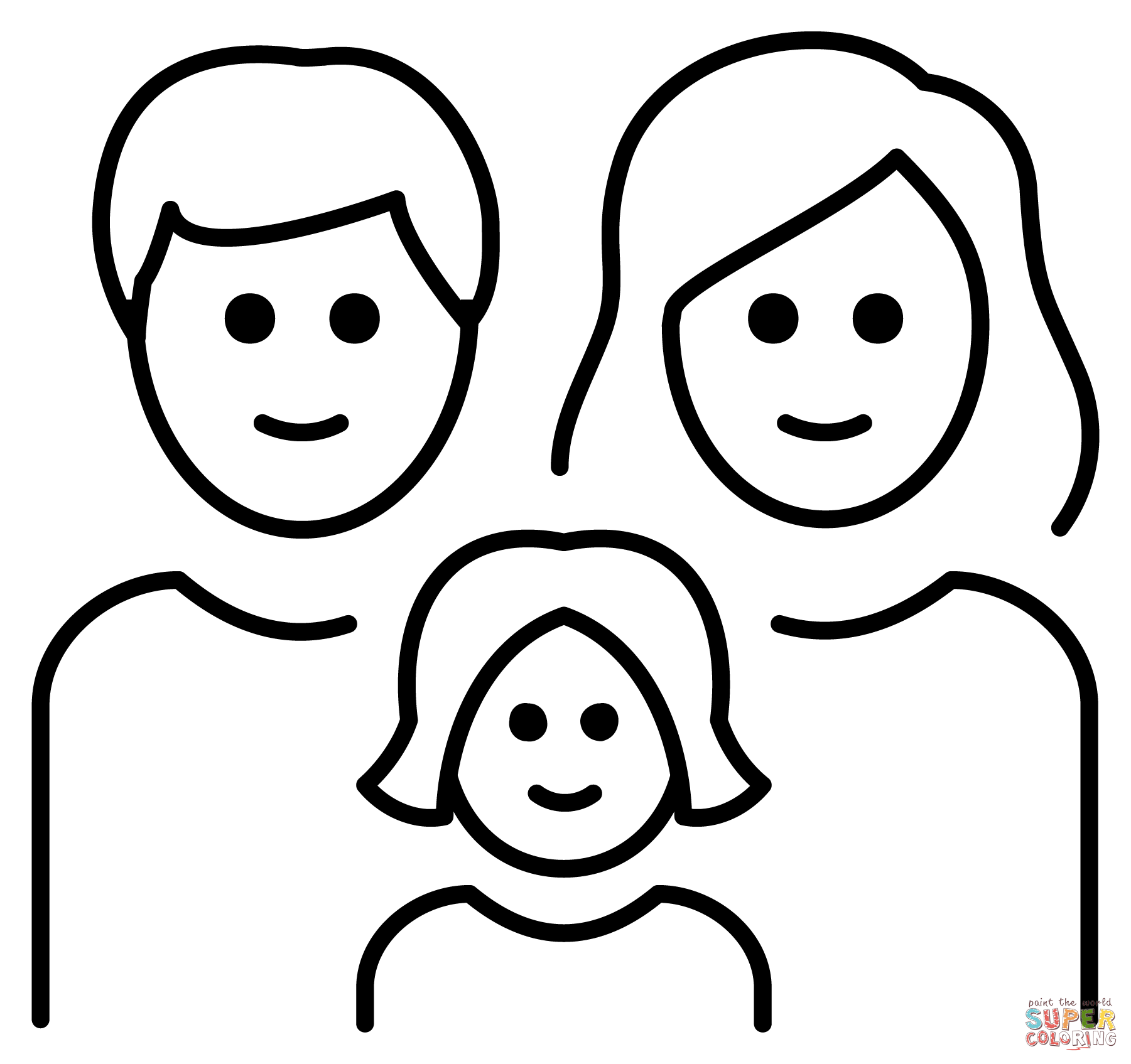 Family man woman and girl emoji coloring page free printable coloring pages