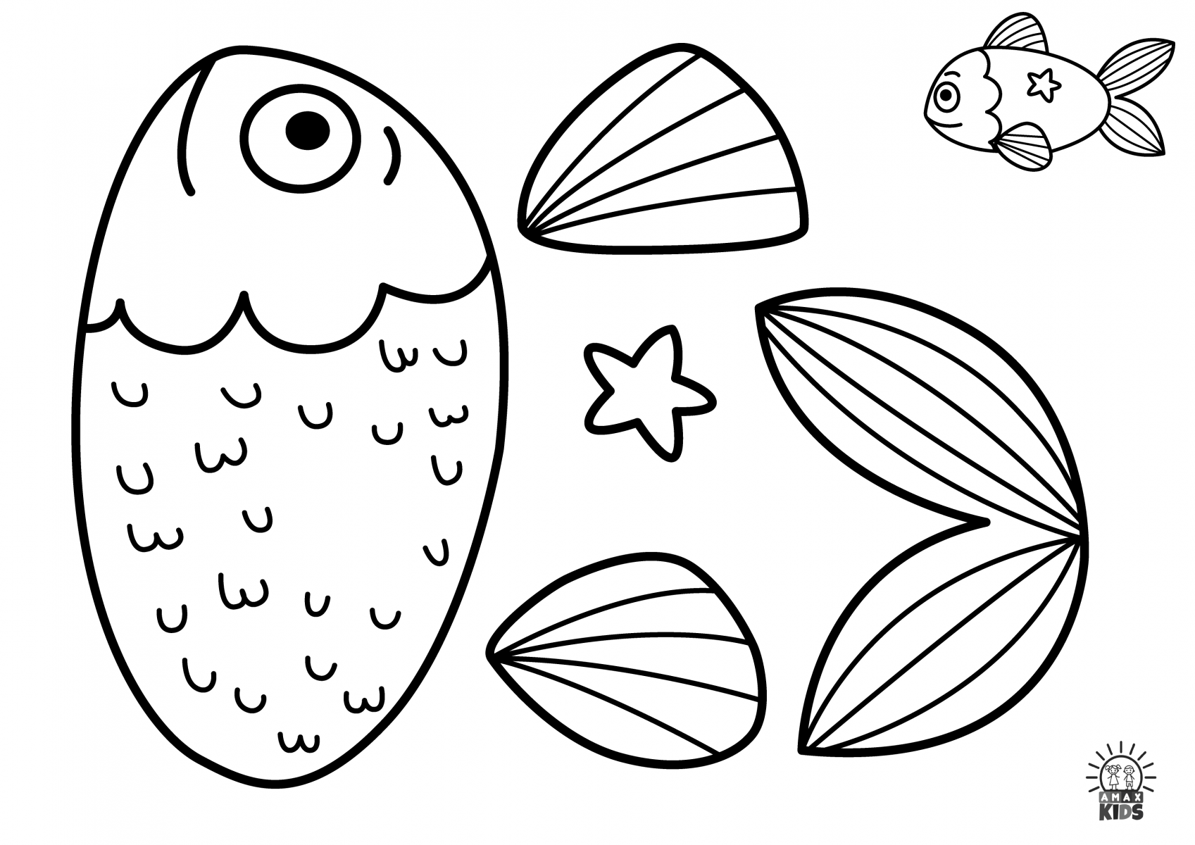 Fish coloring pages and fish paper craft for kids amax kids