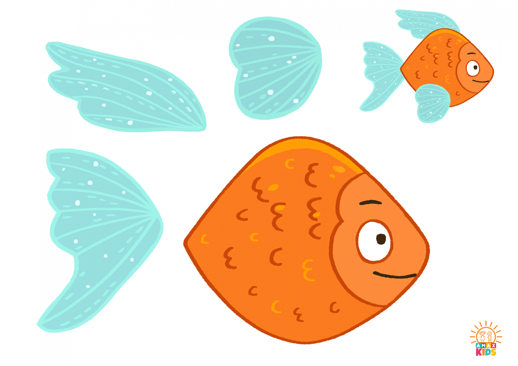 Fish coloring pages and fish paper craft for kids amax kids