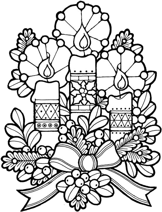 Christmas candles coloring pages purple kitty