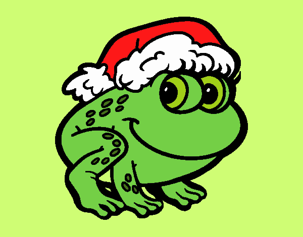 Colored page christmas frog painted by user not registered