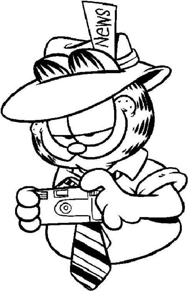 Garfield the reporter coloring page