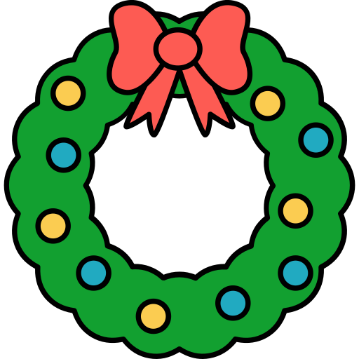 Christmas wreath generic thin outline color icon