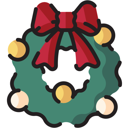 Christmas wreath generic outline color icon