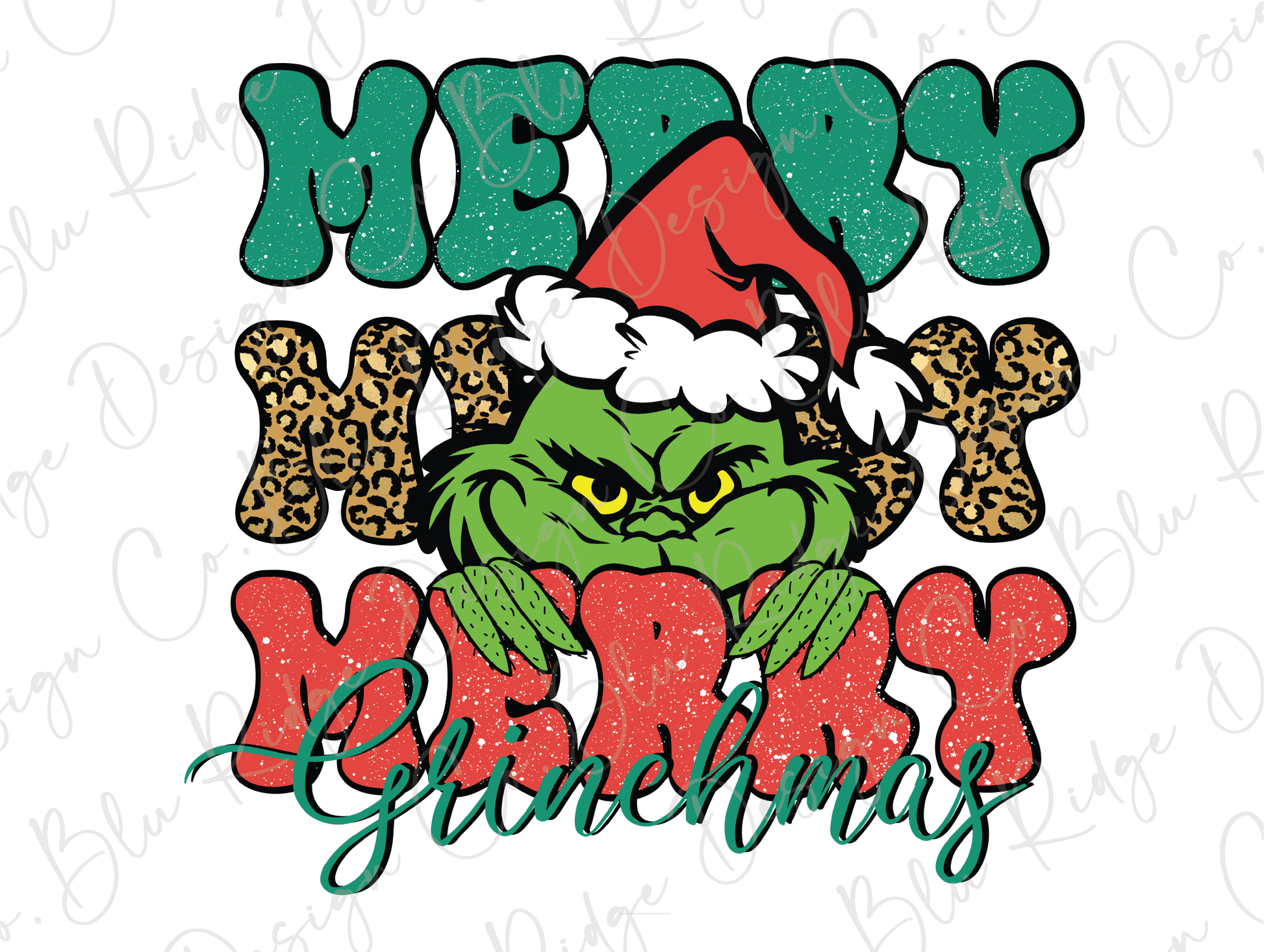 Merry merry merry christmas grinch santa hat direct to film dtf tran â blu ridge design co llc