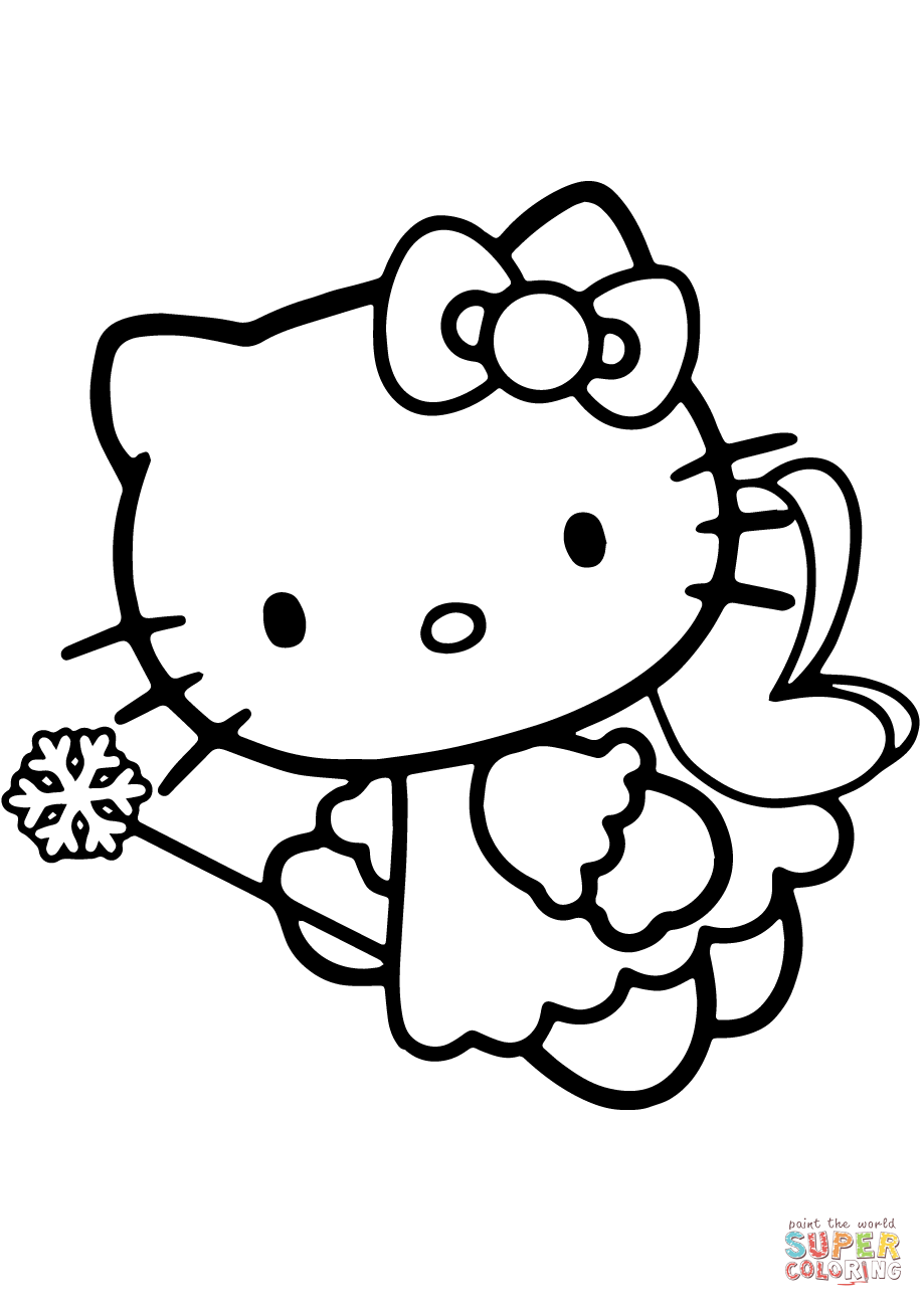Hello kitty fairy coloring page free printable coloring pages