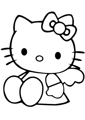 Cute hello kitty coloring page free printable coloring pages