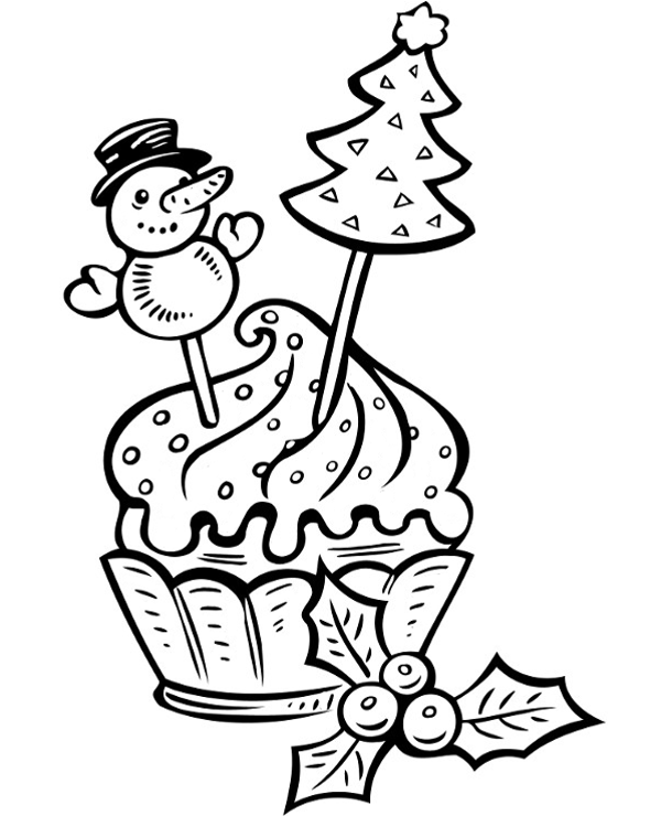 Free christmas cake coloring page