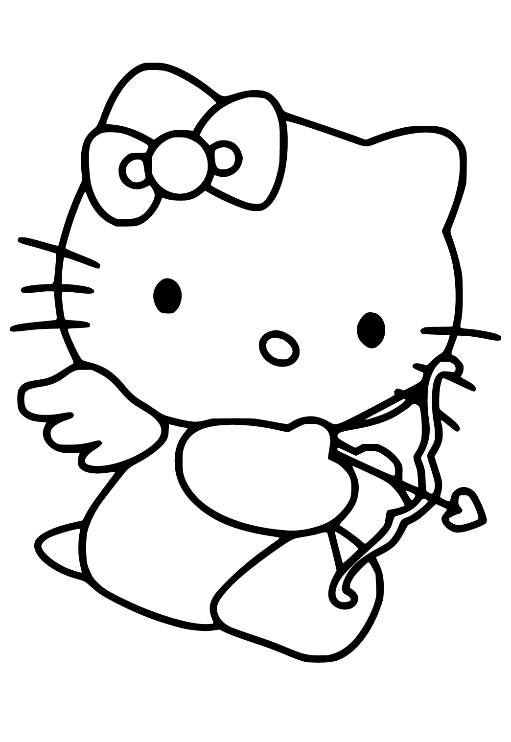 Free printable hello kitty cupid coloring page sheet and picture for adults and kids girls and boys