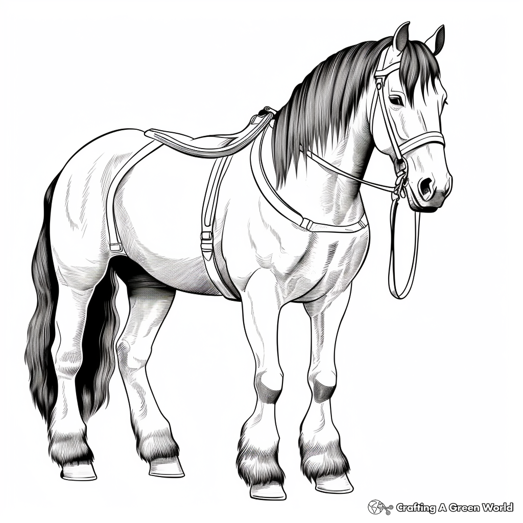 Horse realistic coloring pages