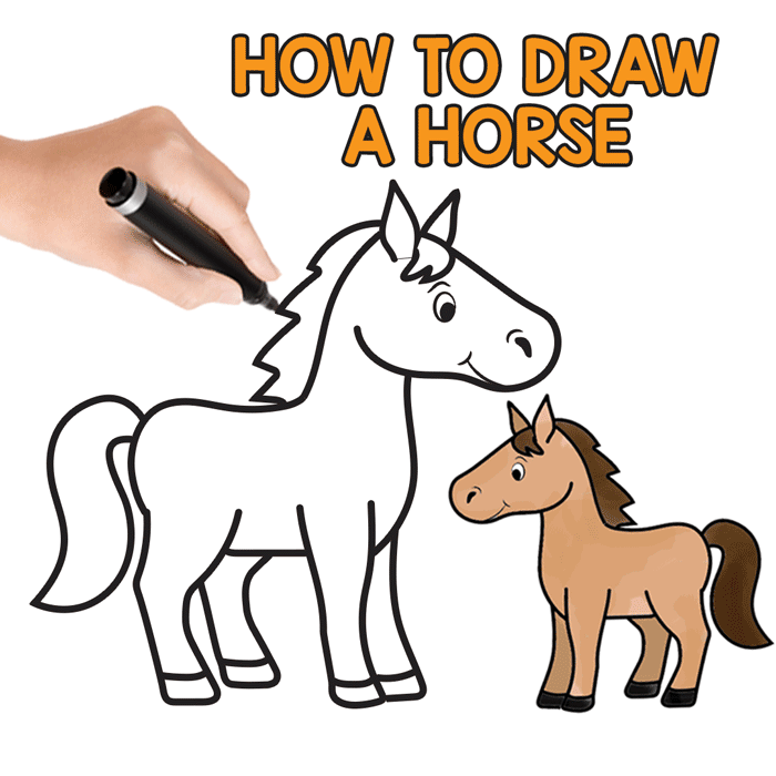 How to draw a horse step by step tutorial for kids cartooning