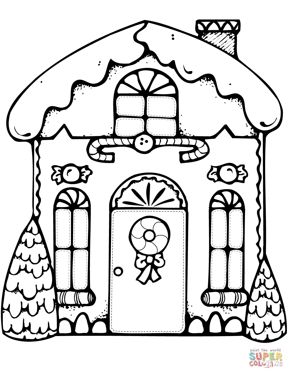 Xmas gingerbread house coloring page free printable coloring pages