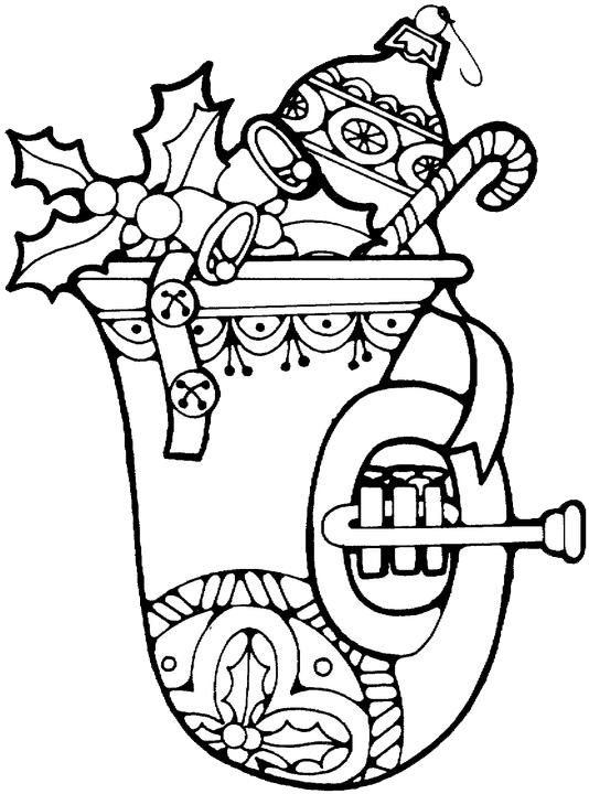 Christmas horn coloring pages purple kitty