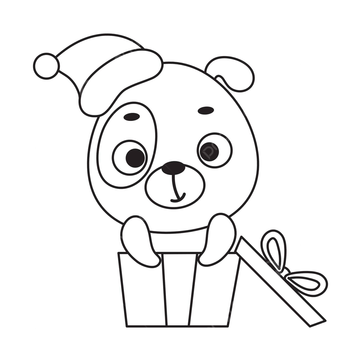 Cute dog coloring page for kids in gift box vector dog drawing ring drawing kid drawing png and vector with transparent background for free download