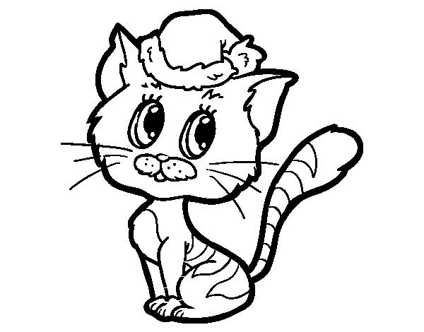 A christmas cat coloring page