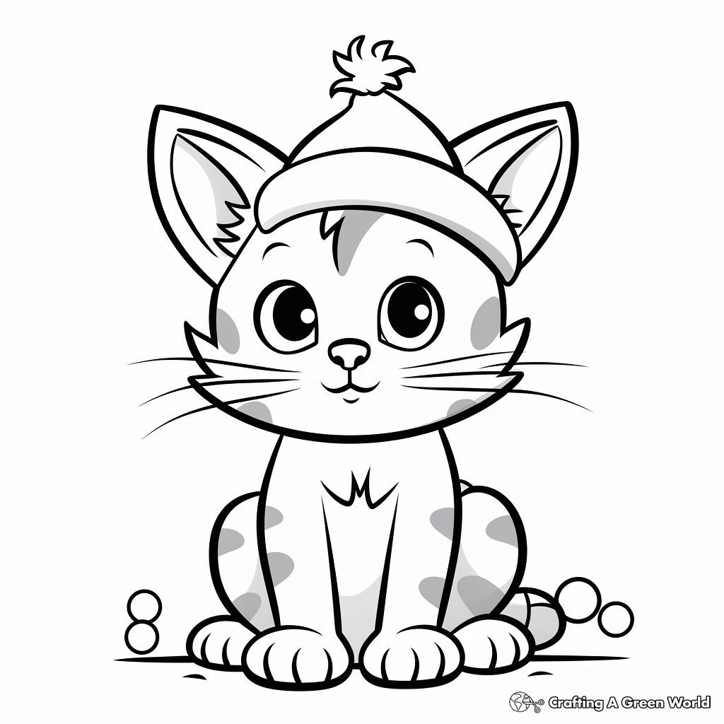 Christmas cat coloring pages