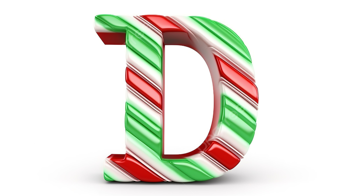 Red striped letter d in mint candy cane alphabet collection featuring festive white background d render candy cane christmas candy christmas sweets background image and wallpaper for free download