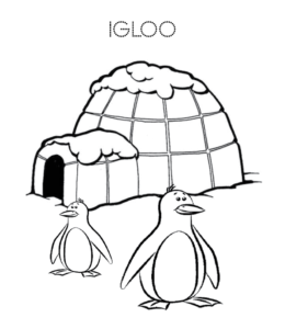 Eskimo and igloo coloring pages playing learning