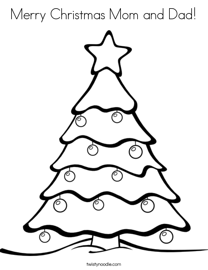 Christmas tree drawing black and white