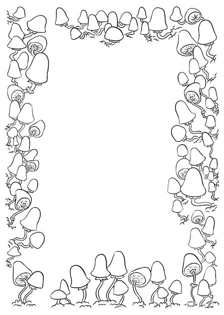 Premium vector mushrooms a letter template coloring page