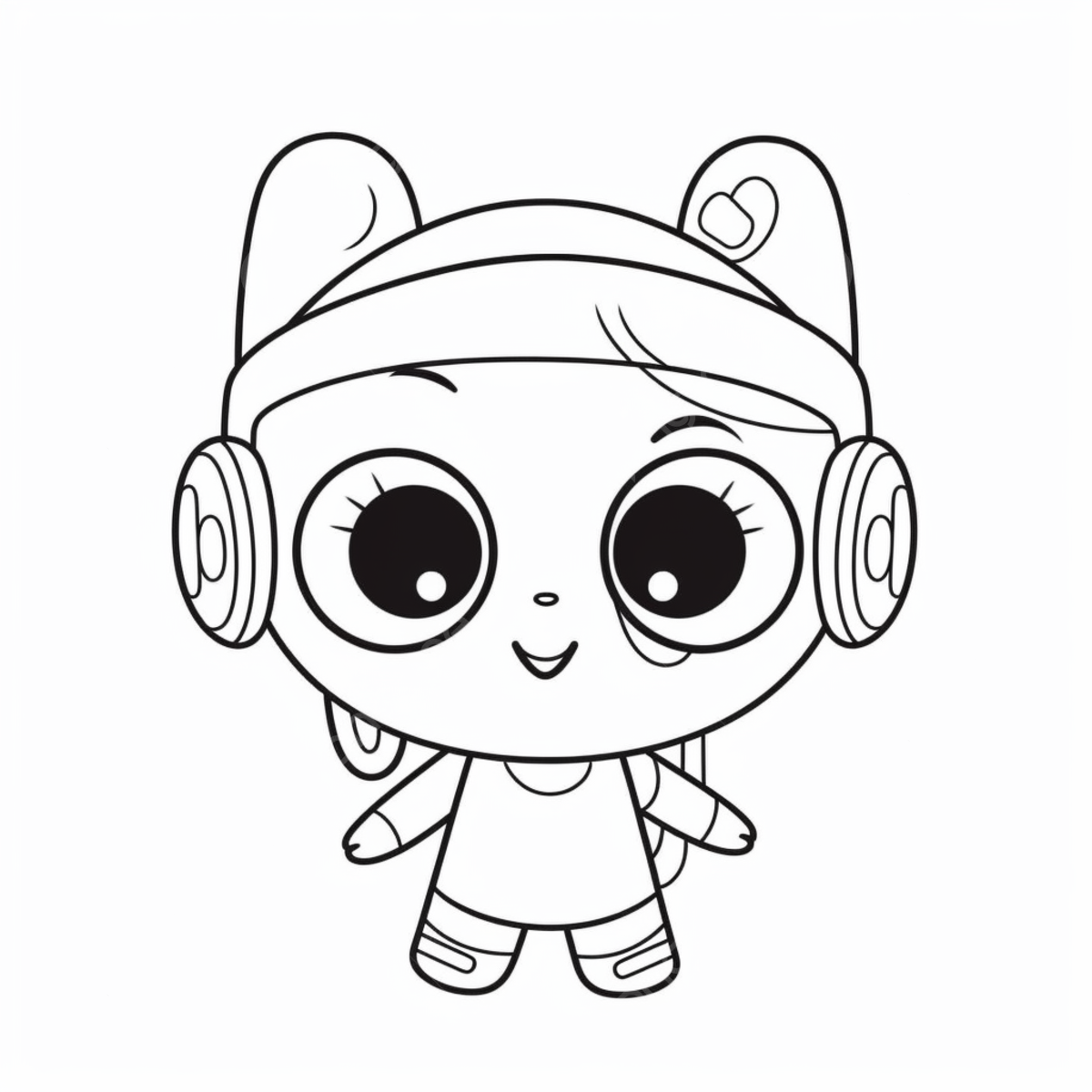 Cartoon girl with headphones on the color page car drawing phone drawing cartoon drawing png transparent image and clipart for free download