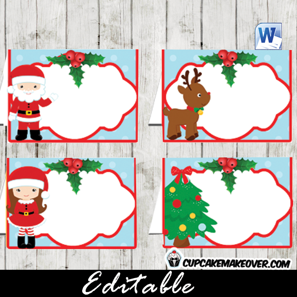 Christmas food labels editable tent cards â instant download