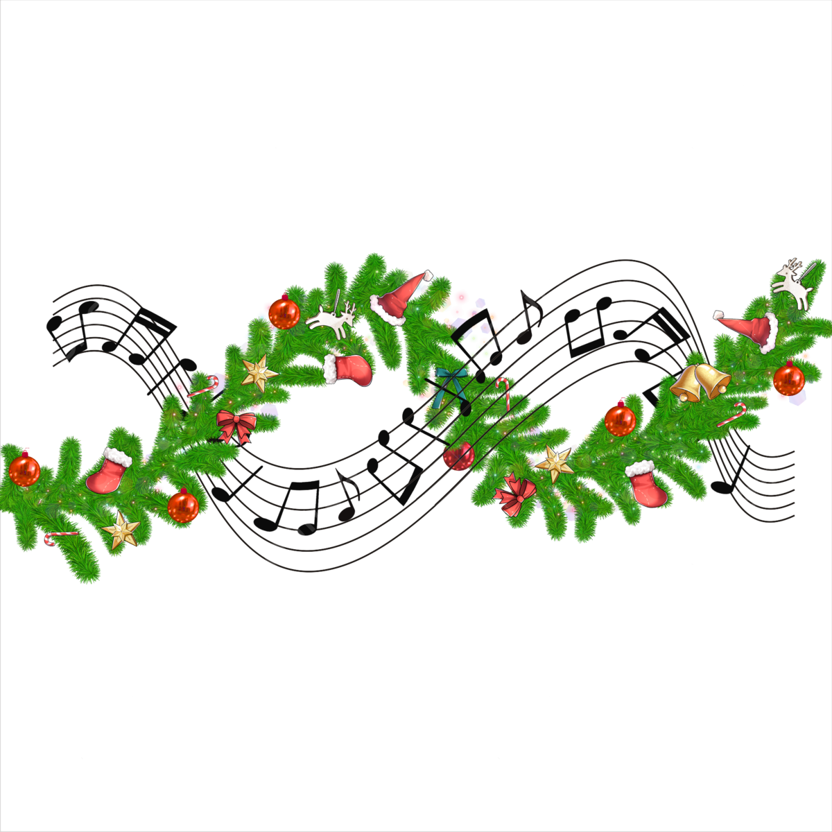 Music notes with christmas garlands music notes christmas garland christmasmusic png transparent clipart image and psd file for free download