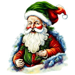 Download santa claus drawing in snow with festive ornaments png online