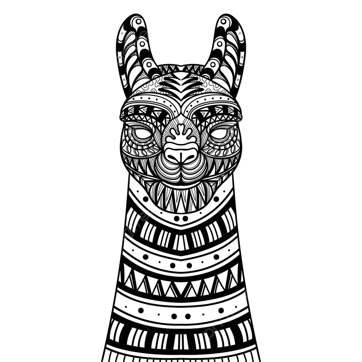 Alpaca head mandala zentangle coloring page illustration ornamental style template vector rat drawing man drawing ring drawing png and vector with transparent background for free download