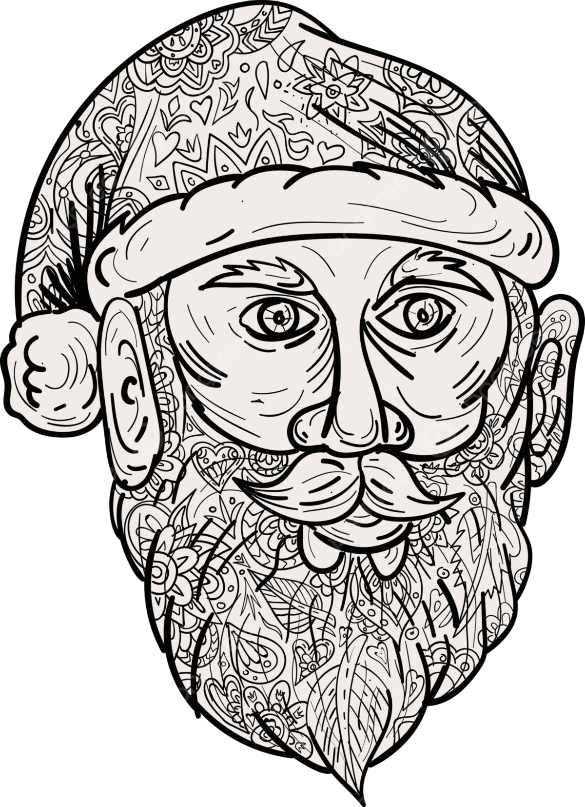 Santa claus head mandala moustache mandala male vector moustache mandala male png and vector with transparent background for free download