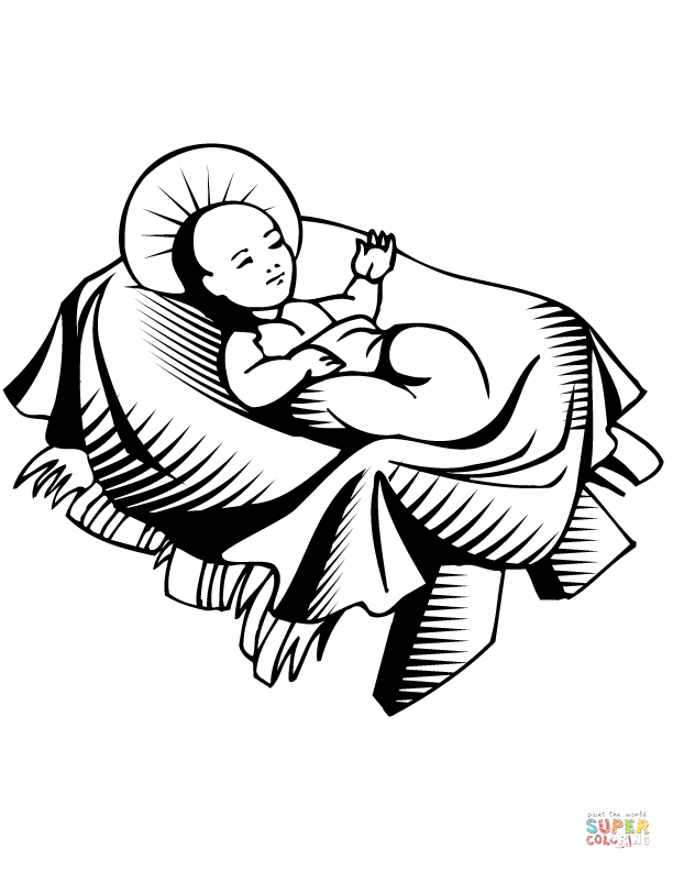 Jesus born in a manger coloring page free printable coloring pages