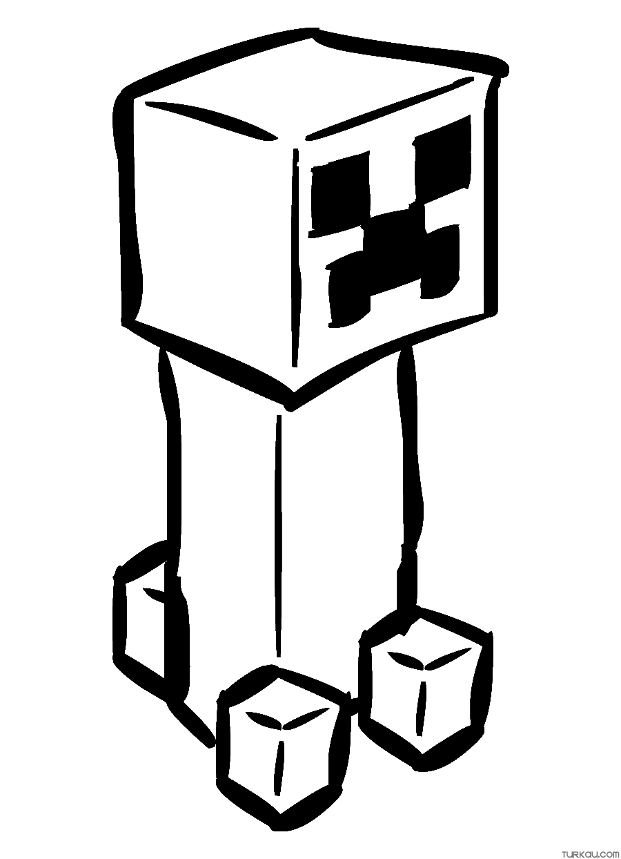 Easy creeper minecraft coloring page