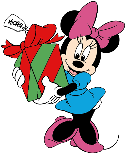 Clip art of minnie mouse holding a christmas present for her sweetheart mickey minniemouse mickeymouse â disney characters christmas disney scrapbook minnie