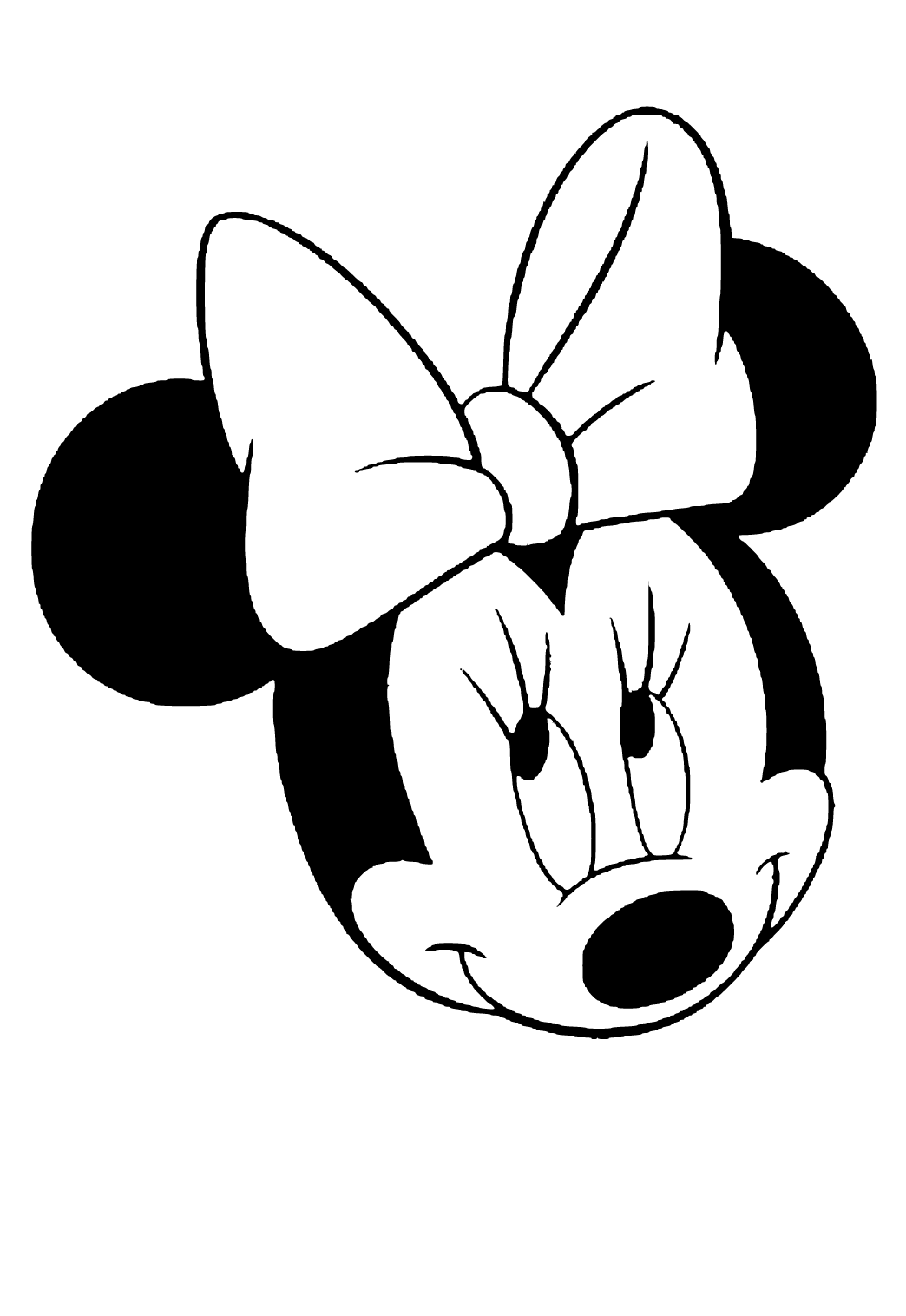 Free printable minnie mouse head coloring page for adults and kids